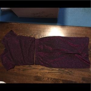 Purple lurex crop top and skirt set